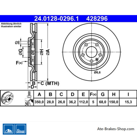 ATE Disco de freno original (24012802961) para Audi, Volkswagen (VW)