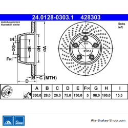 ATE Disco de freno original (24012803031) para Porsche