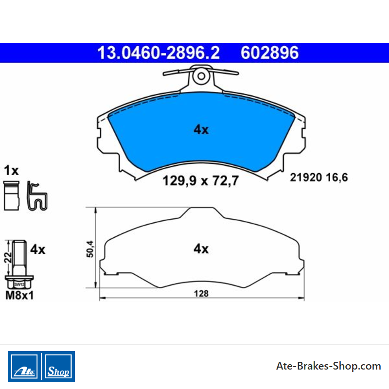 ATE pastillas de freno originales (13046028962) para Mitsubishi, Smart
