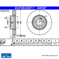 ATE Originale zweiteilige Bremsscheibe (24012803271) für Mercedes-Benz