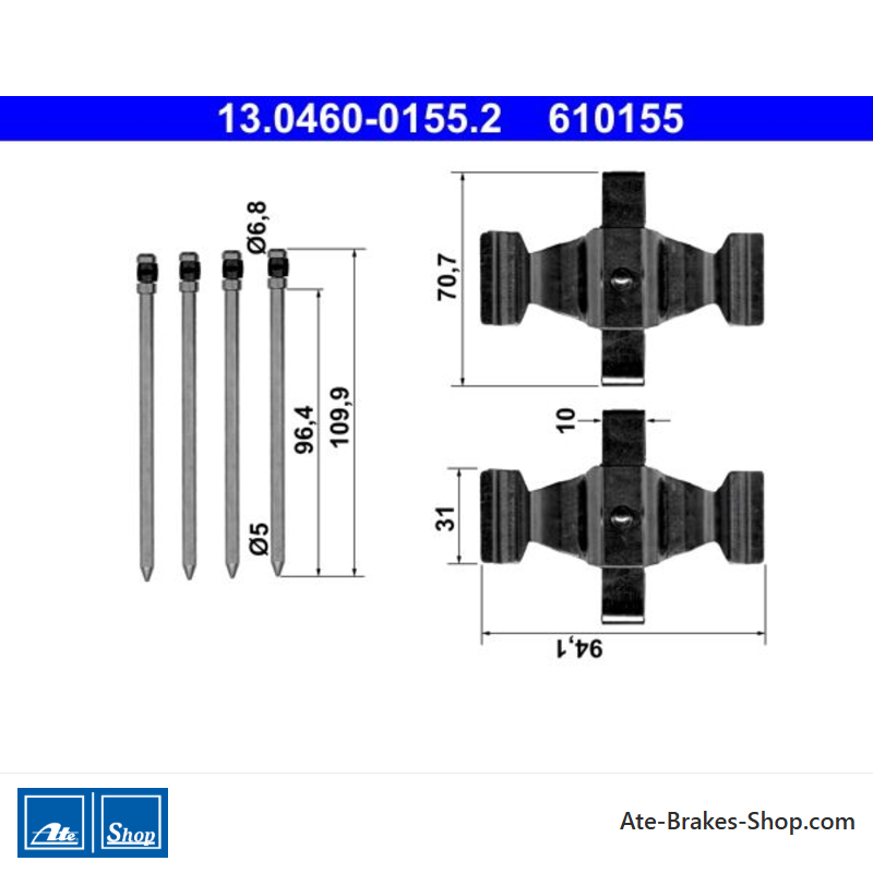 ATE Originales Bremsbelag-Zubehörset (13046001552) für Mercedes-Benz