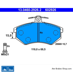 ATE original brake pads (13046029262) for Audi