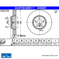 ATE Original Brake Disk (24013002611) for BMW, Mini