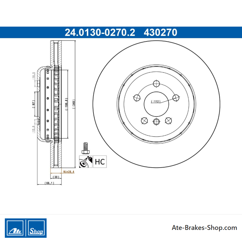 ATE Disque de frein original (24013002702) pour BMW