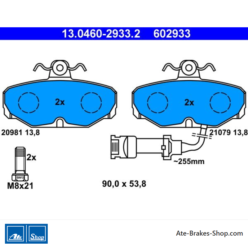ATE originale Bremsbeläge (13046029332) für Ford