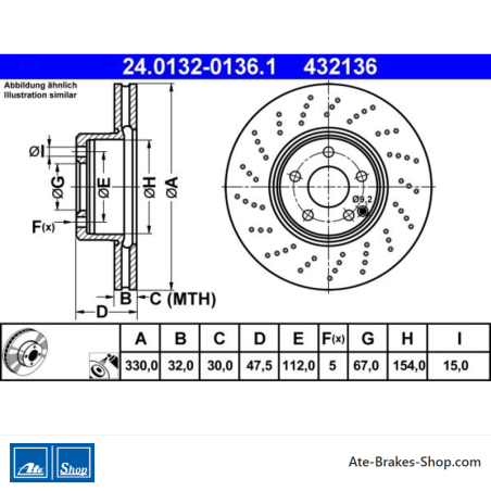 ATE Originale Bremsscheibe (24013201361) für Mercedes-Benz