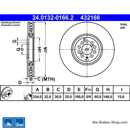 ATE Original Brake Disk (24013201662) for Audi, Volkswagen (VW)