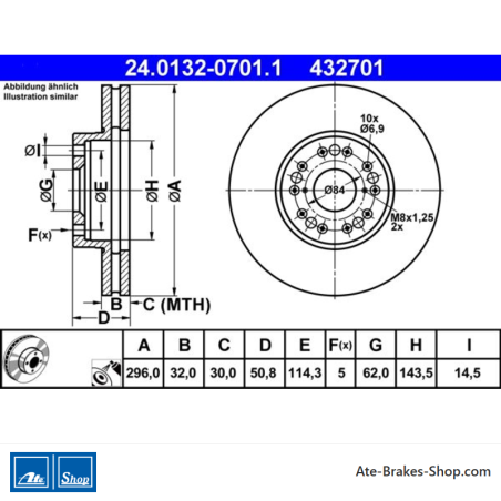 ATE Original Brake Disk (24013207011) for Lexus