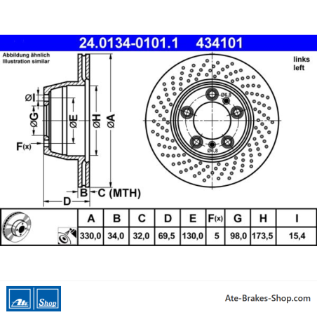 ATE Original Brake Disk (24013401011) for Porsche
