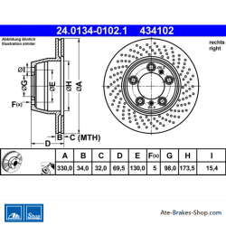 ATE Disco de freno original (24013401021) para Porsche