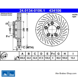 ATE Disco de freno original (24013401061) para Porsche