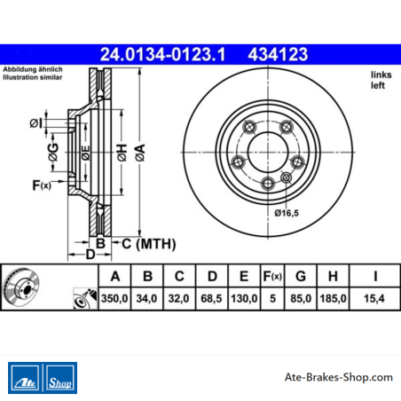 ATE Disco de freno original (24013401231) para Audi, Porsche, Volkswagen (VW)
