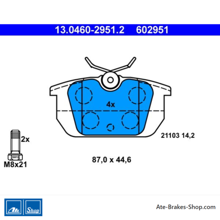 ATE original brake pads (13046029512) for Alfa Romeo, Fiat, Lancia