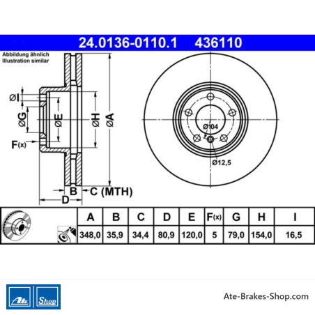 ATE Original Brake Disk (24013601101) for BMW