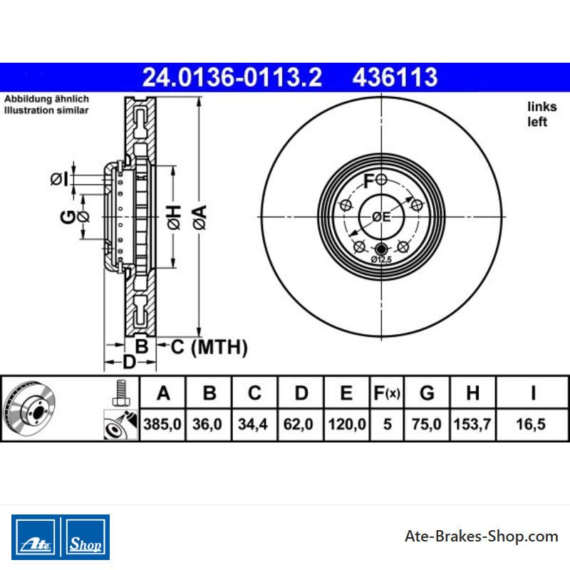 ATE Original Brake Disk (24013601132) for BMW