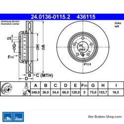 ATE Original Brake Disk (24013601152) for BMW