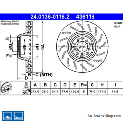 ATE Original Brake Disk (24013601162) for BMW