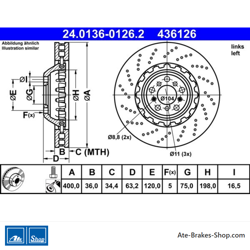 ATE Original Brake Disk (24013601262) for BMW