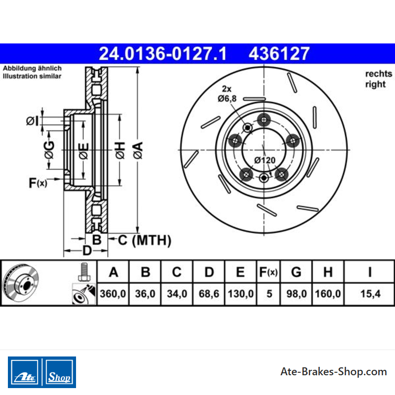 ATE Original Brake Disk (24013601271) for Porsche