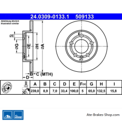 ATE Original 2 Pieces Power Brake Disk (24030901331) for Audi, Skoda, Volkswagen (VW)