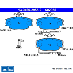 ATE plaquettes de frein d’origine (13046029552) pour Peugeot
