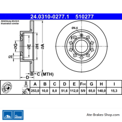 ATE Disque de frein assisté (24031002771) original en 2 parties pour Audi, Seat, Skoda, Volkswagen (VW)