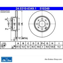 ATE Disco de Freno Asistido (24031003491) original de 2 piezas para Alfa Romeo