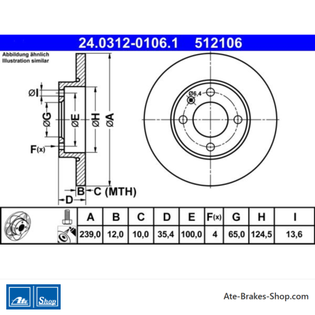 ATE Originele 2-stuks elektrische remschijf (24031201061) voor Audi, Seat, Volkswagen (VW)