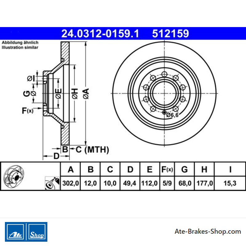 ATE Originele 2-delige elektrische remschijf (24031201591) voor Audi