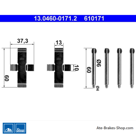 ATE Kit d’accessoires de plaquettes de frein d’origine (13046001712) pour Mercedes-Benz