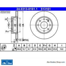 ATE Disque de frein assisté (24031301611) original en 2 pièces pour Opel