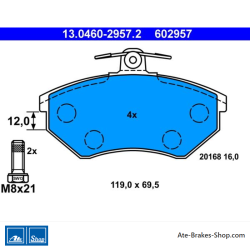 ATE original brake pads (13046029572) for Seat, Volkswagen (VW)