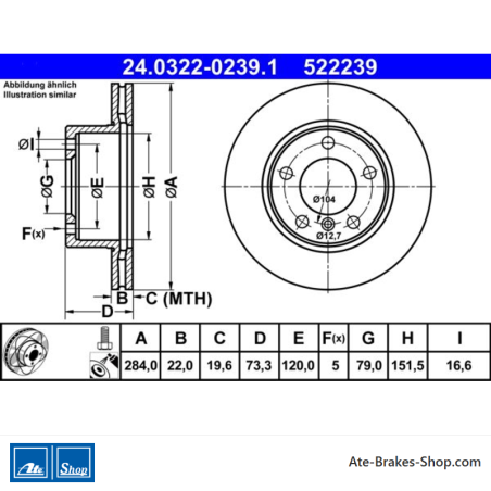 ATE Original 2 Pieces Power Brake Disk (24032202391) for BMW