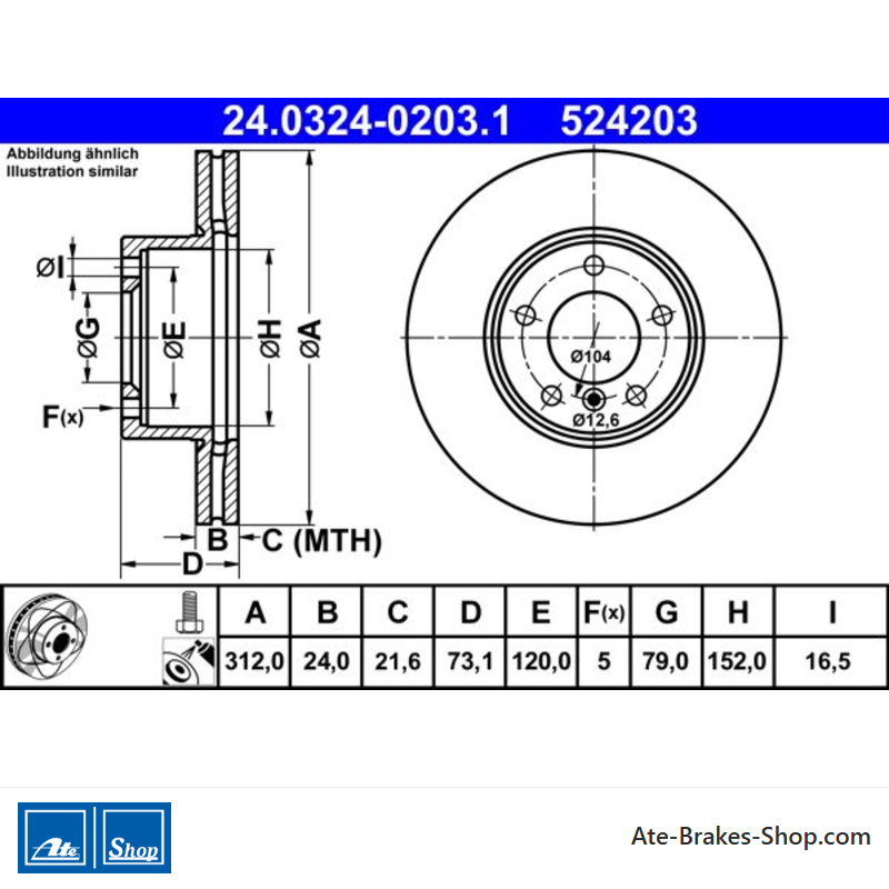ATE Original-Bremsscheibe (24032402031) für BMW