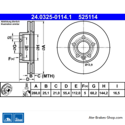 ATE Original 2 Pieces Power Brake Disk (24032501141) for Ford, Seat, Volkswagen (VW)
