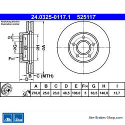 ATE Disco de Freno Asistido (24032501171) original de 2 piezas para Ford, Volvo