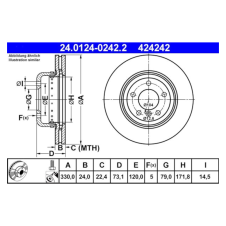 2 Pieces ATE Brake Disc (2401240242202) for BMW