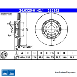 ATE Original-2-teilige Servobremsscheibe (24032501421) für Opel, Saab