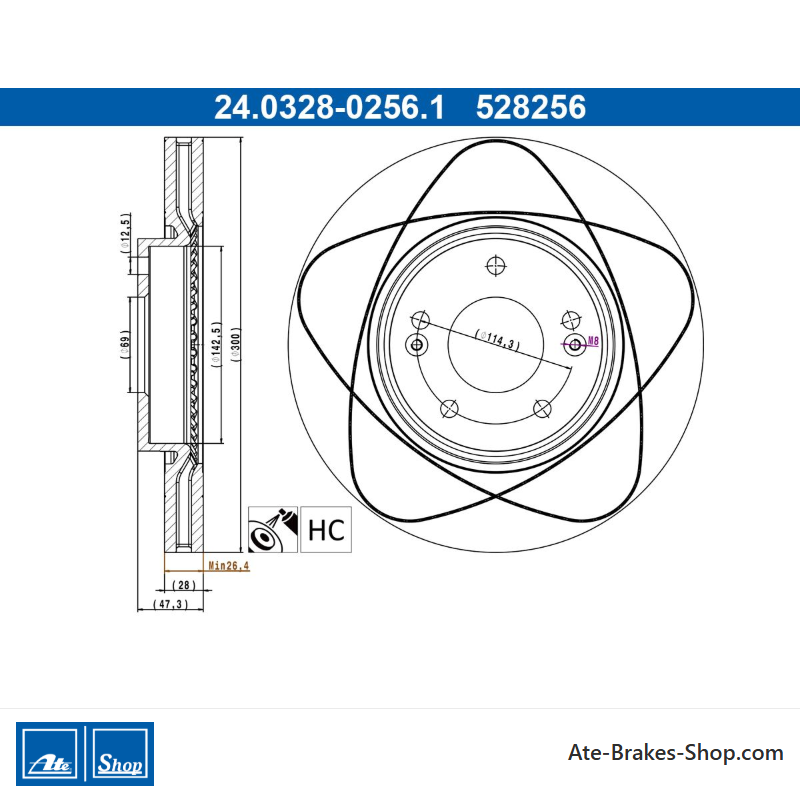 ATE Original Power Brake Disk (24032802561) for Hyundai, Kia