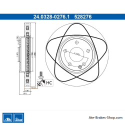 ATE Disco de freno asistido original de 2 piezas (24032802761) para Mercedes-Benz