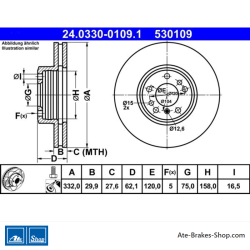 ATE Original Power Brake Disk (24033001091) for BMW