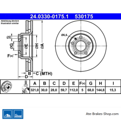 ATE Disco de freno asistido original (24033001751) para Audi