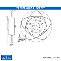 ATE Disque de frein assisté d’origine (24033002071) pour Chevrolet, Opel, Saab