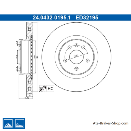 ATE Original Brake Disk (24043201951) for Tesla