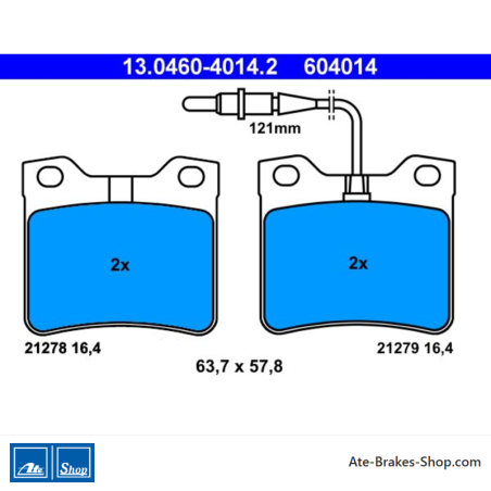 ATE original brake pads (13046040142) for Peugeot