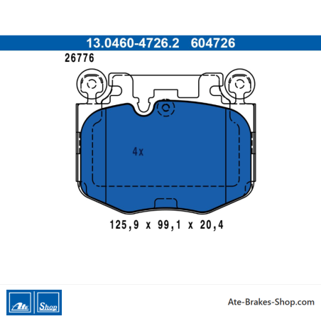 ATE plaquettes de frein d’origine (13046047262) pour BMW