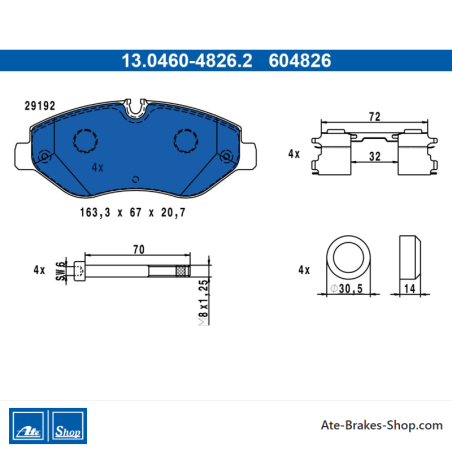ATE originale Bremsbeläge (13046048262) für Mercedes-Benz, Volkswagen (VW), Chrysler