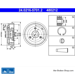 ATE Original 2 Pieces Brake Drum (24021657012) for Citroën, Peugeot