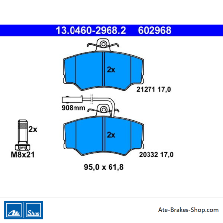 ATE original brake pads (13046029682) for Alfa Romeo