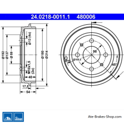 ATE Original 2 Pieces Brake Drum (24021800111) for Fiat, Ford, Lancia